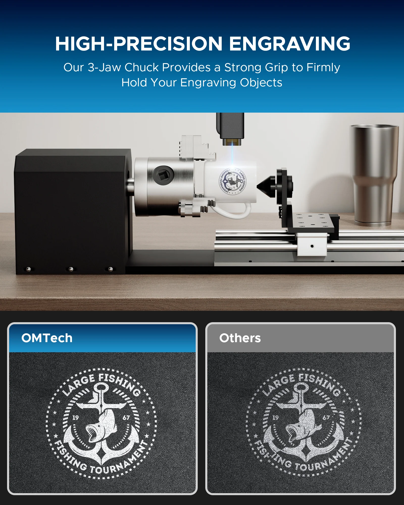 Rotary Axis with Jaw Chuck for 50W and up CO2 Laser Engraver Cutting Machine - Image 9